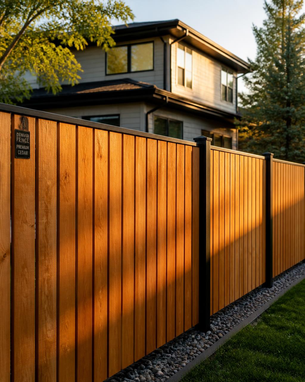Vertical cedar privacy fence